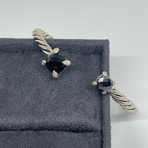 David Yurman Sterling Silver Black Onyx Hematite Chatelaine Bypass 4mm Bracelet - Picture 9 of 11